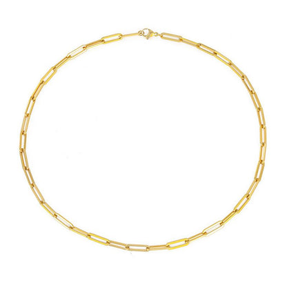 Women's stainless steel chain necklace with interlocking links and polished finish.